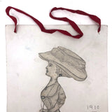 1910 Graphite Drawing of Fancy Woman in Huge Hat