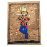 Charming Old Pied Piper Tempera Painting on Brown Paper