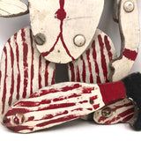 Richard Hubbard's Red and White Jointed Folk Art Clown (with One Ear)