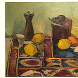 Vintage Oil on Board Tablescape Still Life with Lemons