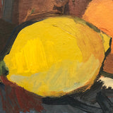 Vintage Oil on Board Tablescape Still Life with Lemons