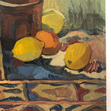 Vintage Oil on Board Tablescape Still Life with Lemons