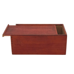 Red Stained Wooden Slide Top Box with Dovetail Corners