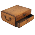 Handmade Wooden Box with Top Opening, Drawer, Side Handles and Dovetailed Corners