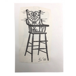 James Bone Cat Whiskers on Wicker High Chair Drawing on Collage