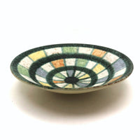 Mid-Century West German Pottery Bowl with Colorful Radial Design 