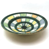 Mid-Century West German Pottery Bowl with Colorful Radial Design 