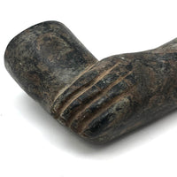 SOLD Stunning Stone Carved Pipe with Wrapped Hand, Presumed Wabanaki Native