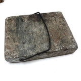 Wonderful 1840s Make Do Stone Warmer Box with Engraved Stone and 1849 Newspaper