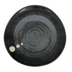 Black Hand Thrown Ceramic Plate with White Dots