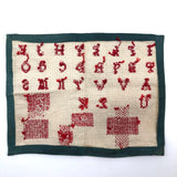 French Red and White Darning Sampler with Out of Order Alphabet