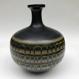 Large Black Vase With Drippy Banded Glaze