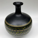 Large Black Vase With Drippy Banded Glaze