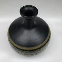 Large Black Vase With Drippy Banded Glaze