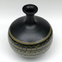 Large Black Vase With Drippy Banded Glaze