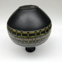 Large Black Vase With Drippy Banded Glaze