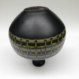 Large Black Vase With Drippy Banded Glaze