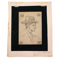 Willem Klijn Pencil Drawing of Man in Hat and Glasses, 1910, Brussels