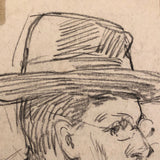 Willem Klijn Pencil Drawing of Man in Hat and Glasses, 1910, Brussels