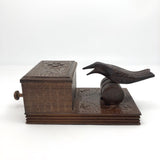 Hand-carved Wooden Cigarette Dispenser with Bird, Presumed Russian