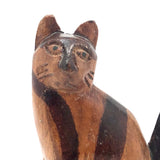 Folk Art Carved Cat with Stained Stripes and Homely Face!