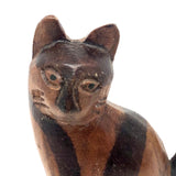 Folk Art Carved Cat with Stained Stripes and Homely Face!