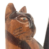 Folk Art Carved Cat with Stained Stripes and Homely Face!