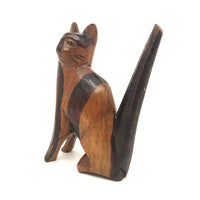 Folk Art Carved Cat with Stained Stripes and Homely Face!