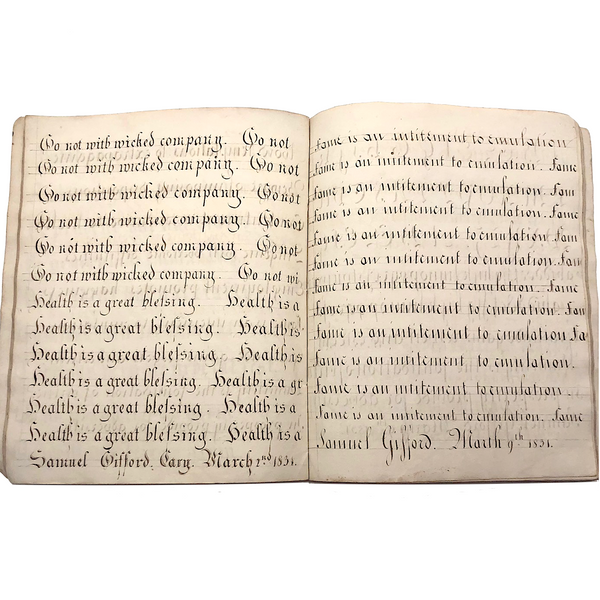 Samuel Gifford 1831 Writing and Calligraphy Practice School Notebook