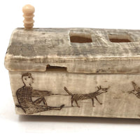 Wonderful Old Inuit Scrimshawed Bone Box