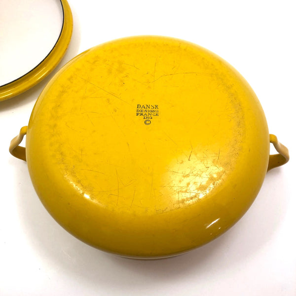 Vintage Set of 5 Enamel Pans French Vintage Yellow Enamelled 