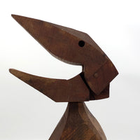 Brutalist Wooden Bird Sculpture