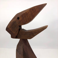 Brutalist Wooden Bird Sculpture