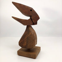 Brutalist Wooden Bird Sculpture