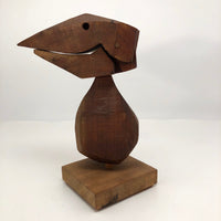 Brutalist Wooden Bird Sculpture