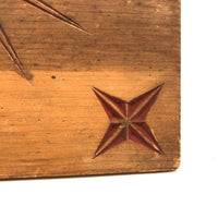 SOLD Nice Old Chip Carved Stars on Wooden Plaque (or Very Large Trivet)