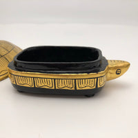 Black and Gold Lacquer Turtle Shaped Box