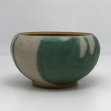 Lovely Green and White Glazed Handthrown Small Pottery Bowl