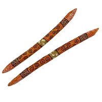 Australian Aboriginal Orange Painted Clap Sticks