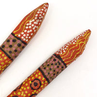 Australian Aboriginal Orange Painted Clap Sticks