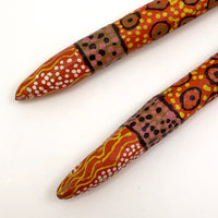 Australian Aboriginal Orange Painted Clap Sticks