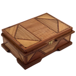 Two-Toned Wood Tramp Art Jewelry Box