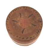 Small Treen Barrel Shaped Box with Painted Decoration