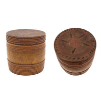 Small Treen Barrel Shaped Box with Painted Decoration