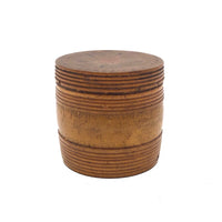 Small Treen Barrel Shaped Box with Painted Decoration