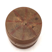 Small Treen Barrel Shaped Box with Painted Decoration