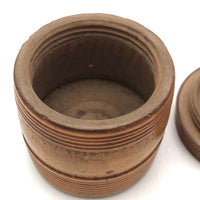 Small Treen Barrel Shaped Box with Painted Decoration