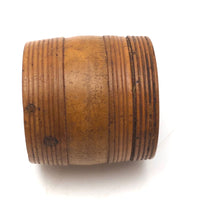 Small Treen Barrel Shaped Box with Painted Decoration