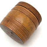 Small Treen Barrel Shaped Box with Painted Decoration