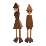 Mid-Century Teak Boy and Girl Figures